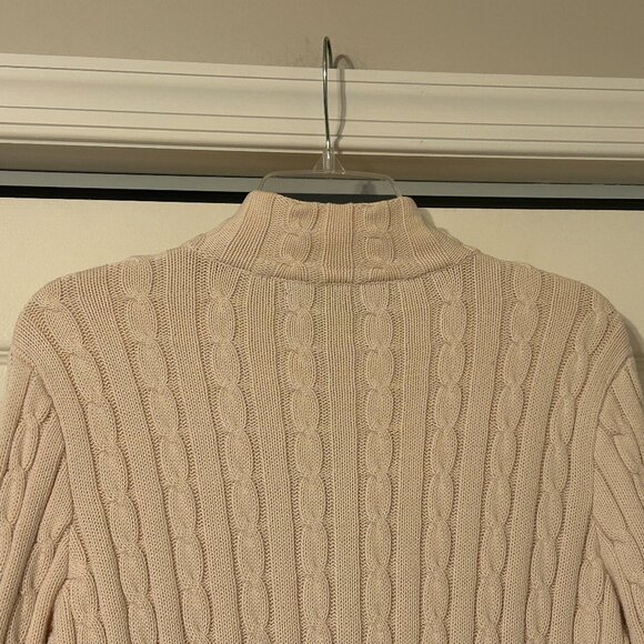 RALPH LAUREN Sz XL Cream Cable Knit with Embroidered Logo Zipper Sweater - Picture 7 of 7